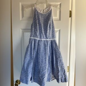 Lilly Pulitzer Blue eyelet Overlay Sundress with White Trim